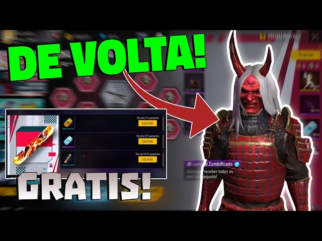 SAMURAI ZUMBIFICADO DE VOLTA!- PRANCHA CHAMA ARDENTE DE GRAÇA! NOVIDADES FREEFIRE