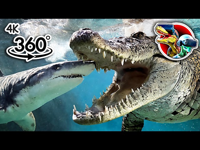 Scary 360° Crocodile Underwater Chasing | 360 video 4K