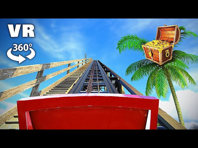 360° VR - ROLLER COASTER || Treasure Island