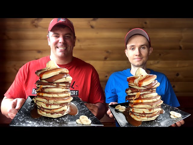 12 NUTELLA PANCAKES STACK CHALLENGE with RANDY SANTEL | NEW RECORD! | Uncut Real Speed