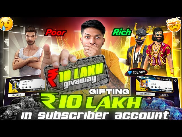 ₹ 10 Lakh Rupees Giveaway In 100 Subscriber Account 😱 Garena Free Fire