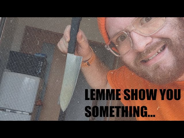 Fixing a screen door, sharpening a knife, and cleaning a toilet