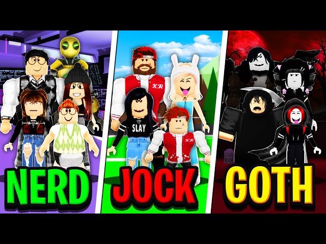 NERD FAMILY vs JOCK FAMILY vs GOTH FAMILY in Roblox Brookhaven RP!!