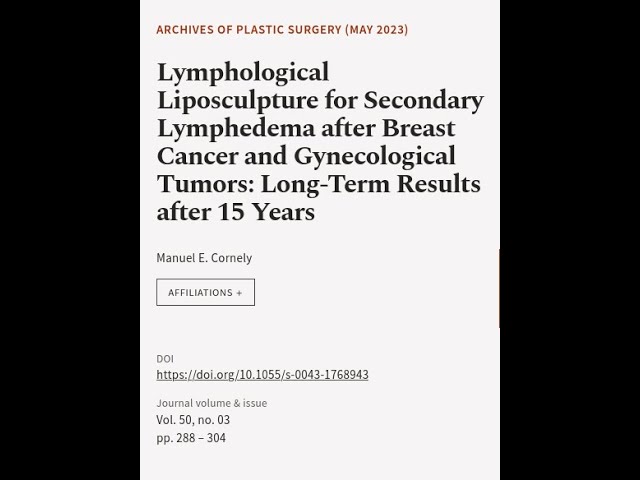 Lymphological Liposculpture for Secondary Lymphedema after Breast Cancer and Gynecolo... | RTCL.TV