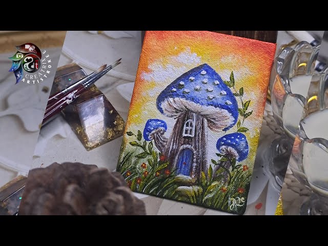 I paint a Mini Fairy House on Mini Canvas🍄 @Creatrix_Artistrokee #beingcreatrix #miniaturepainting