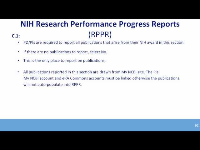 NIHMS & My Bibliography for NIH Progress Reports