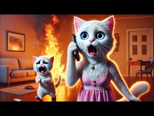 Kitten set House on Fire!🐱🔥 #cat #cute #ai #catlover #catvideos #cutecat #aiimages #aicat