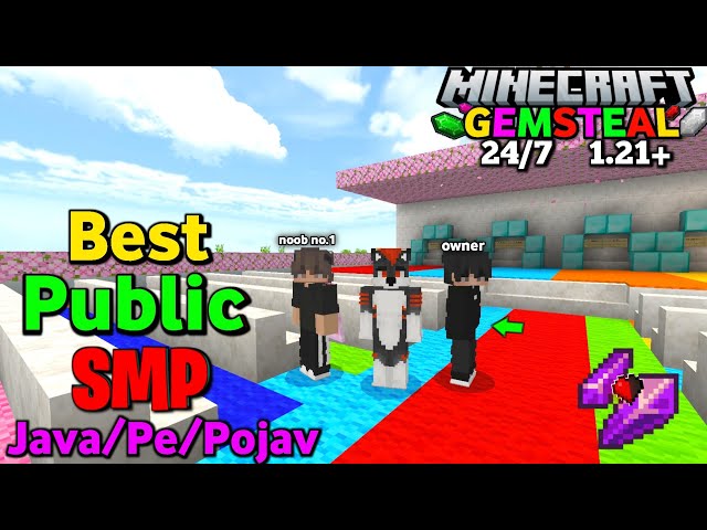 🌟 New Best Gem Steal Public Smp Server For Minecraft 🤩 | Java/Pe/Pojav | 24/7 Online | Free To Join👻