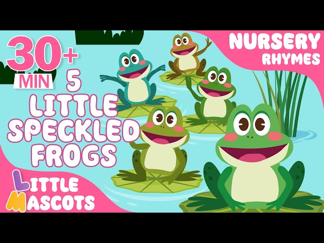 Five Little Speckled Frogs 🐸 | Animal Songs + more | Little Mascots Rhymes For Kids