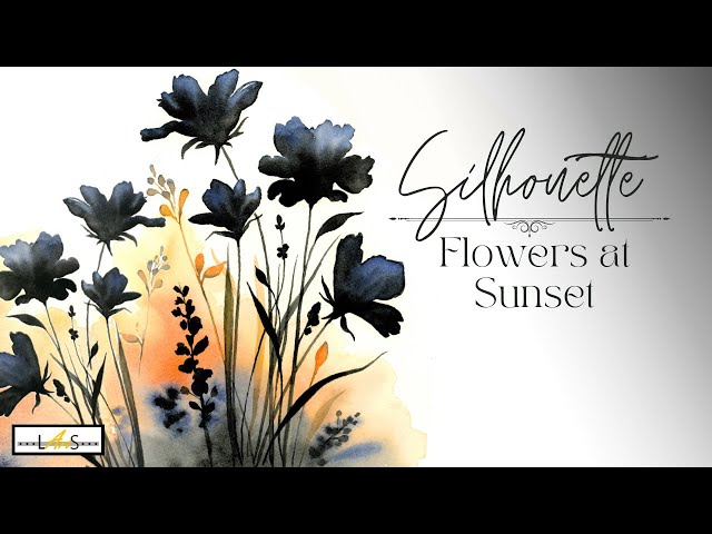 STRIKING!! 🤩 Sunset Silhouettes! Watercolor: Painting with Black...Easy and Stunning Wild Flowers!