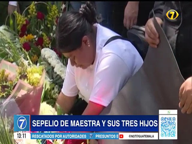 Mixco: Maestra Mariela e hijos son enterrados en el Cementerio General