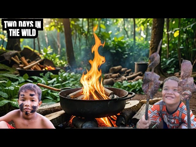 Two Days of Primitive Jungle Cooking Uncovered #mukbang  #primitive