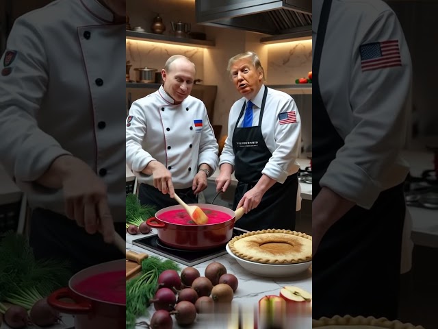 traditionell cookiong by Vladimir Putin and Donald Trump