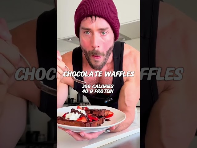 Chocolate Protein Waffles #recipe #proteinwaffles #chocolatewaffles #healthtbreakfast