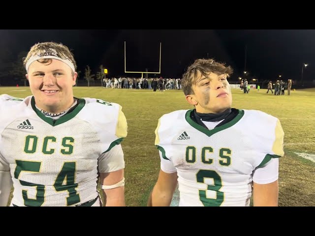 Ouachita Christian RB Makin Lenard & DL Jackson Mann Post Game vs. Catholic - P.C.