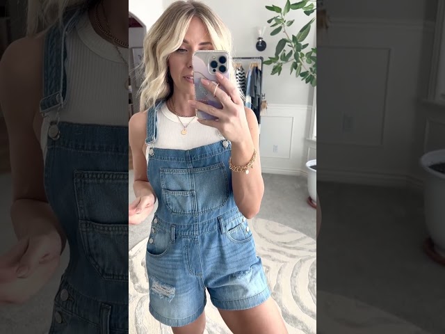 Soren Distressed Denim Short Overalls