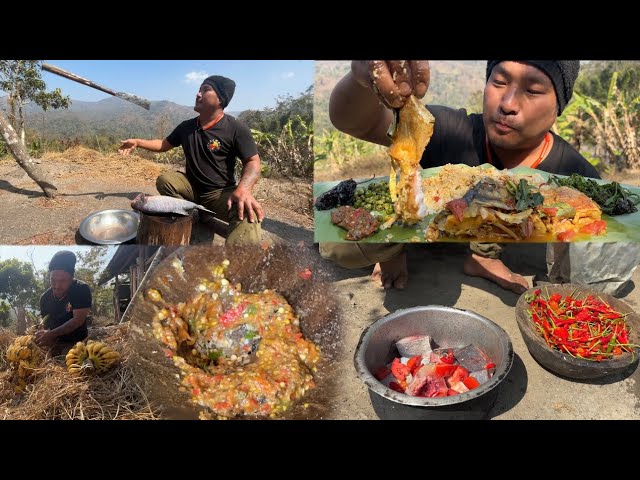 Making crab chutney Naga style || clean cook and eat big fish || kents vlog.