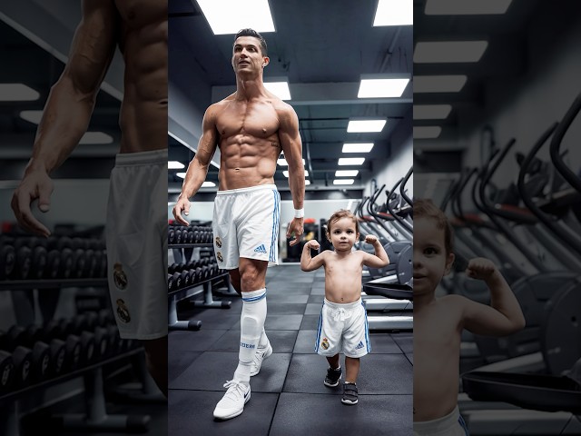 Ronaldo & his Baby in the GYM 💪 #cristianoronaldo #football #funny #shorts