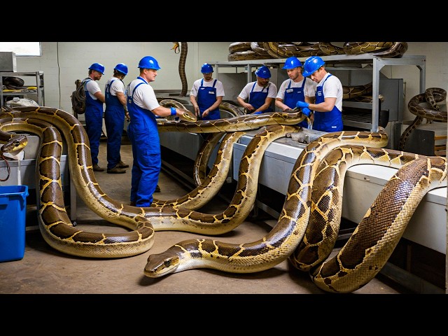 How Millions Of PYTHONS Are Farmed For Skin By American Farmers? Python Modern Farm Technology