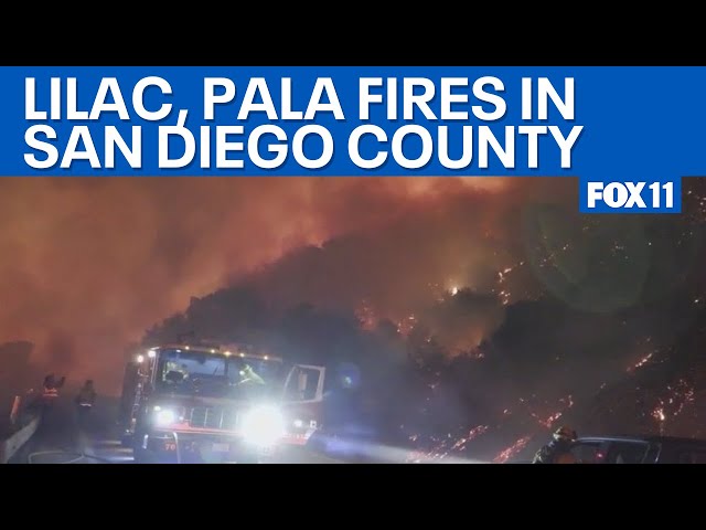 Crews battle fires along 15 Fwy in San Diego County