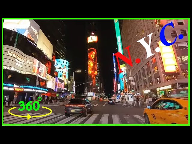 Driving through and out of New York City at Night 360 Video 4K (vr1up)