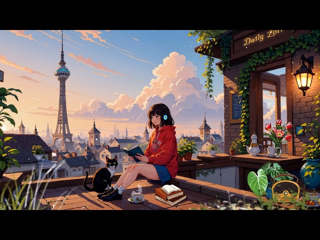 Spring Afternoon On Rooftop 🌷🌇 Positive Lofi Radio & Relaxing Music to work, study ~ chillhop mix