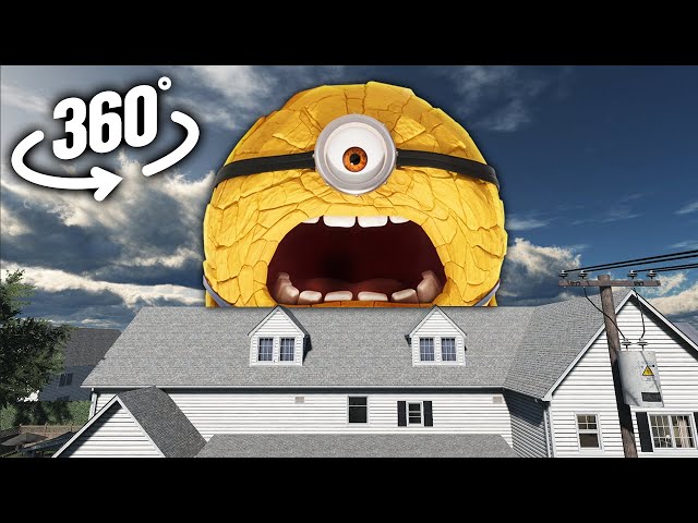 Mega Minions Jerry in Village!  | 360° VR Animation