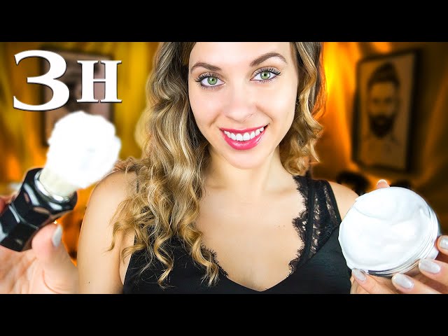 ASMR 3h Sleep Inducing Haircut, Shave, Massage, Brushing, NO TALKING, Rain sounds