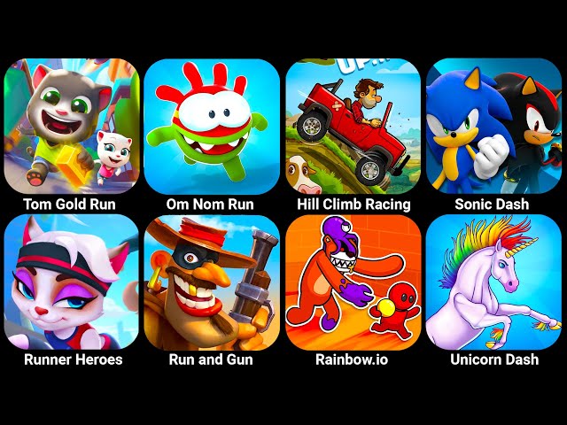 Runner Heroes, Hill Climb Racing, Talking Tom Hero Dash, Talking Tom Gold Run, Sonic Dash, Zombie Ts