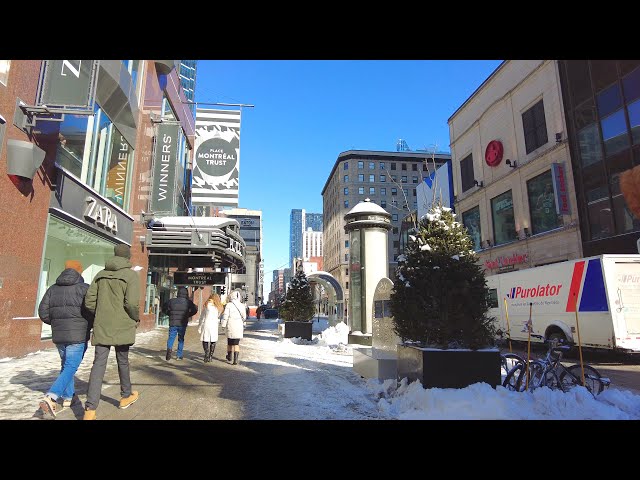 Canadian Cold Weather in Downtown Montreal Walk - Winter 2025 - [4K]