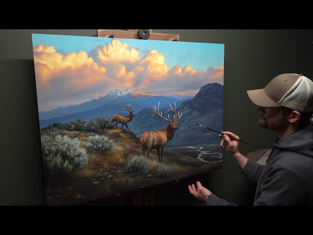 Landscape Oil Painting "A Serene Stillness" - Rocky Mountain Elk