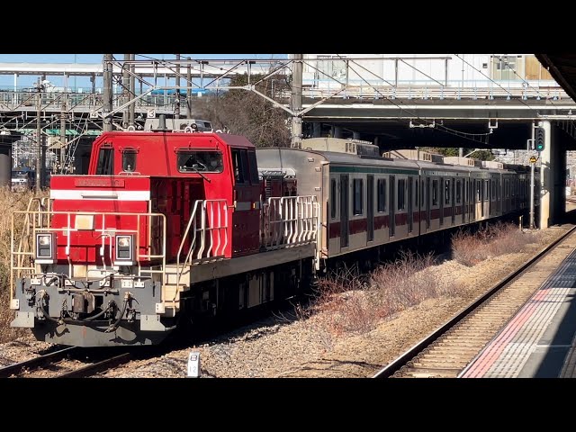 【4K高画質】【5105F  J-TREC横浜入場甲種輸送（各種改造）】JR貨物DD200形10号機＋東急5000系5105編成が新川崎駅を通過！（9597レ・甲119/甲120）2025.1.31