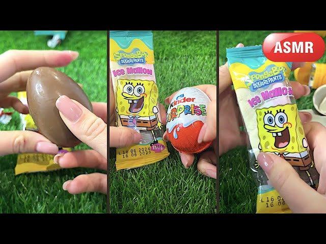 ASMR Relaxing Candy Unboxing | Marshmallow, Kinder Surprise & SpongeBob Lollipops (No Talking) 🍭🍫