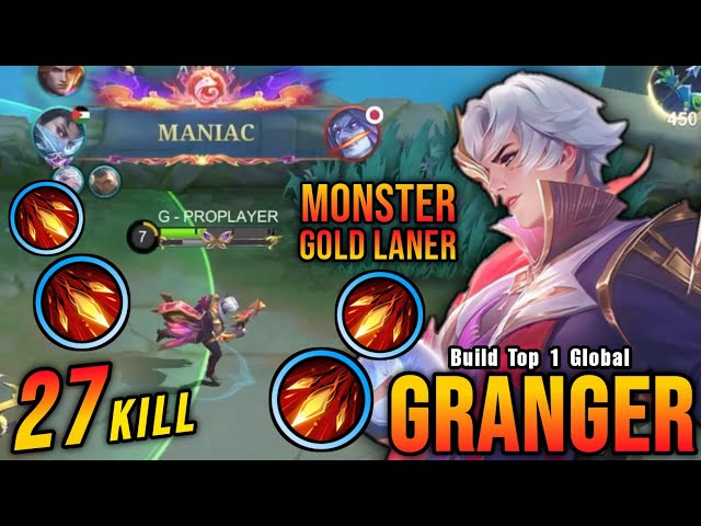 27 Kills + MANIAC!! Granger Valentine Skin Monster Gold Laner!! - Build Top 1 Global Granger ~ MLBB