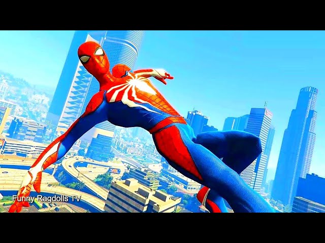 GTA 5 Spiderman Ragdolls Compilation - Funny Moments & Crazy Jumps (Euphoria Physics) #12