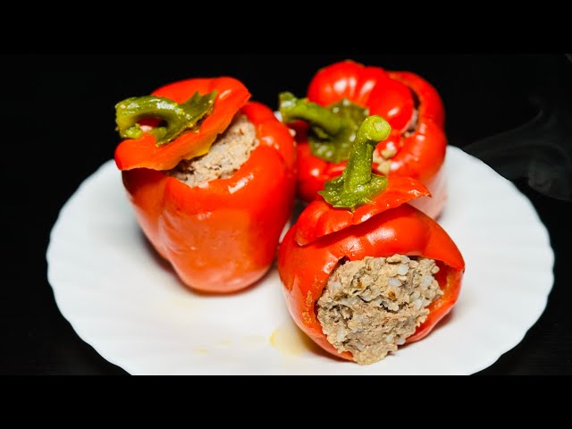 Stuffed red bell peppers | Bell pepper recipe