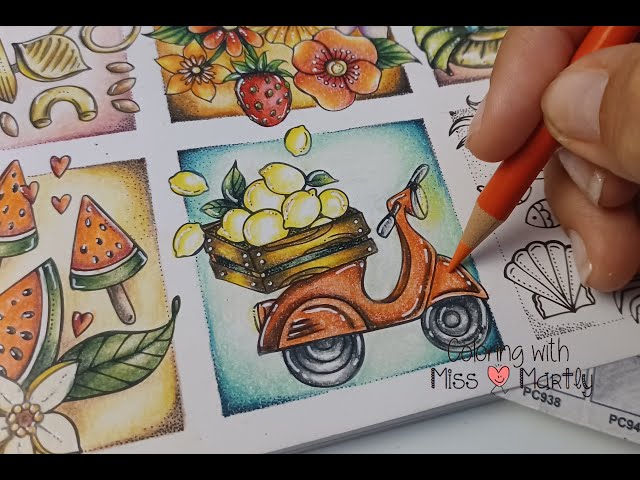 Coloring: Meine Reise durch Europa by Rita berman | Motorbike with Prismacolors