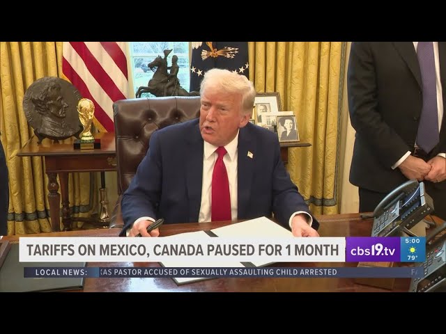 President Donald Trump pauses tariffs on Canada and Mexico for 1 month