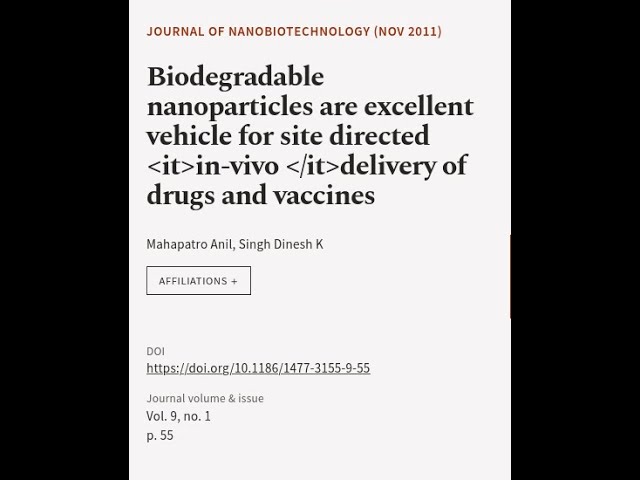 Biodegradable nanoparticles are excellent vehicle for site directed in-vivo delivery ... | RTCL.TV