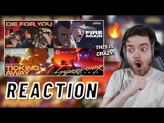 Die For You + Fire Again + Ticking Away + SUPERPOWER - VALORANT Champions Anthems | REACTION