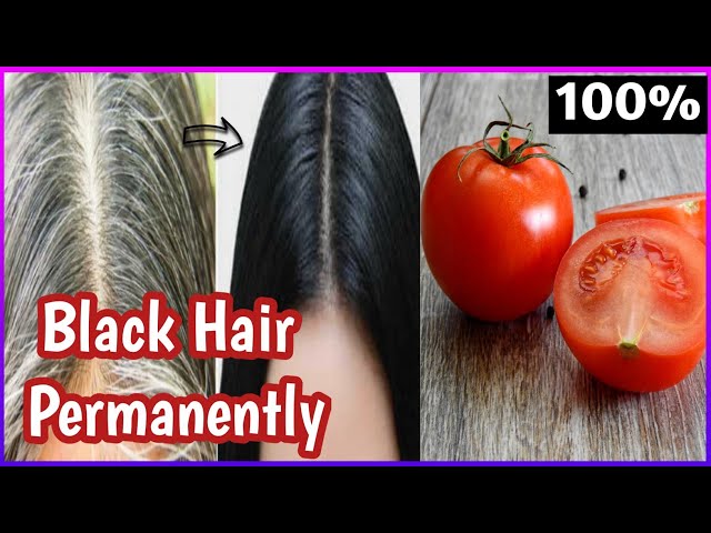 Gray hair Turn To Black Hair Naturally Permanently with Tomato //Gray hair natural dye in 4 minutes