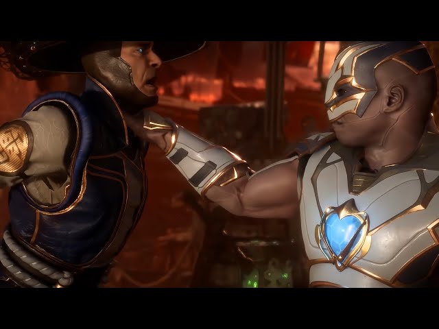 MK11 - Battle of Blood Sea. Raiden neutralizes Geras - Game Scene 4K - MORTAL KOMBAT 11