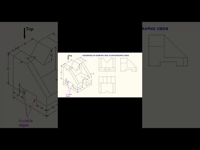 Isometric to Orthographic - Ex - 5  #shorts #engineeringgraphics #engineeringdrawing