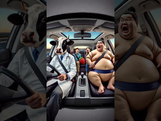 ❤️ Evolution of cow : sumo wrestler driving with cow Meow Milky ✅ #cat #cute #love #shorts