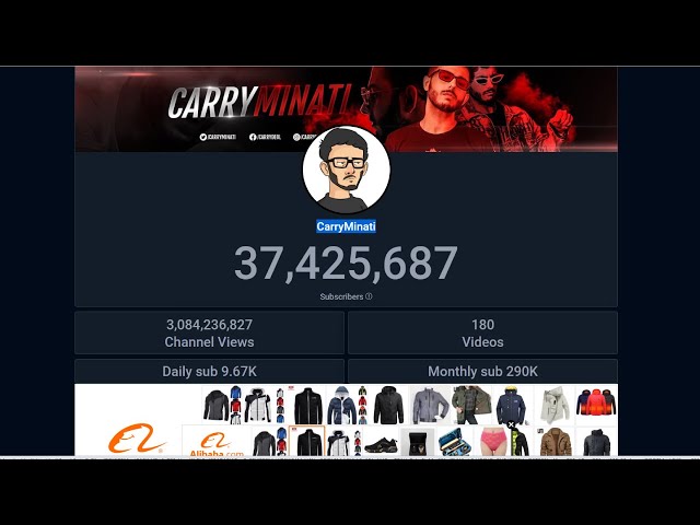 CarryMinati Live subscriber count, views , watch time and income