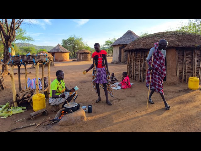 African Village life#Cooking Village food Tamarind porridge  and corn for breakfast