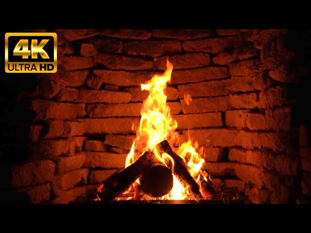 High Quality Christmas Fireplace 4K & Crackling Fire Sounds🔥Fireplace Serenity Gently In The Night