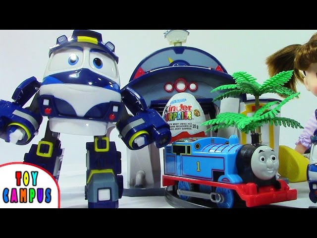 Thomas is Blocked by Dinosaurs. Robot Train Kay to the Rescue | Make a Story and Play