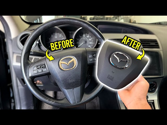 I Fixed My NASTY 2010 Mazda 3’s Steering Wheel Emblem | Airbag Has To Come Out!