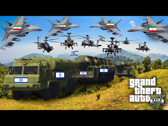 Irani Fighter Jets & War Helicopters Attack on Israeli Military Oil & Weapon Supply Convoy -GTA 5